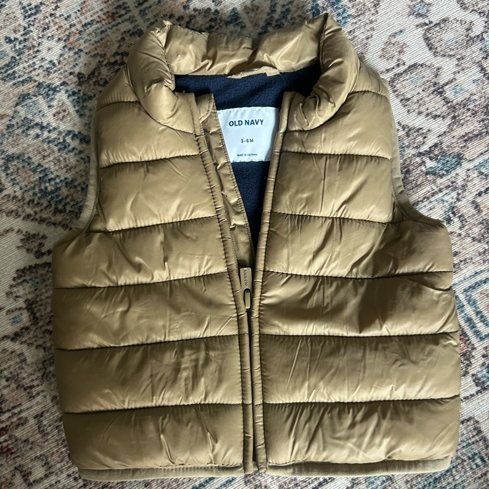Old Navy Baby Metallic Gold/Taupe Puffer Vest